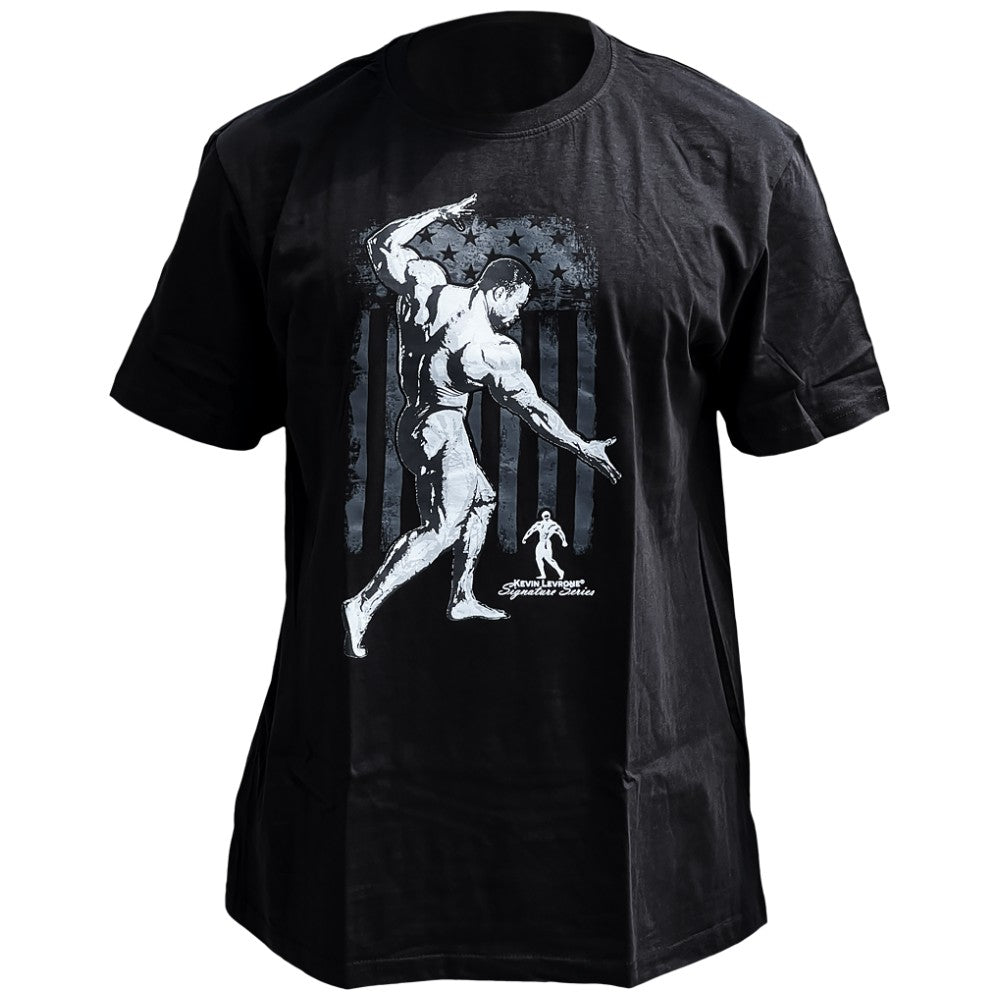 <tc>Kevin Levrone</tc> T-Shirt | USA-Flagge – Schwarz