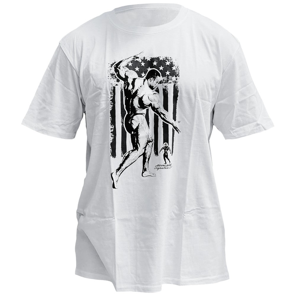 <tc>Kevin Levrone</tc> T-Shirt | USA-Flagge – Weiß