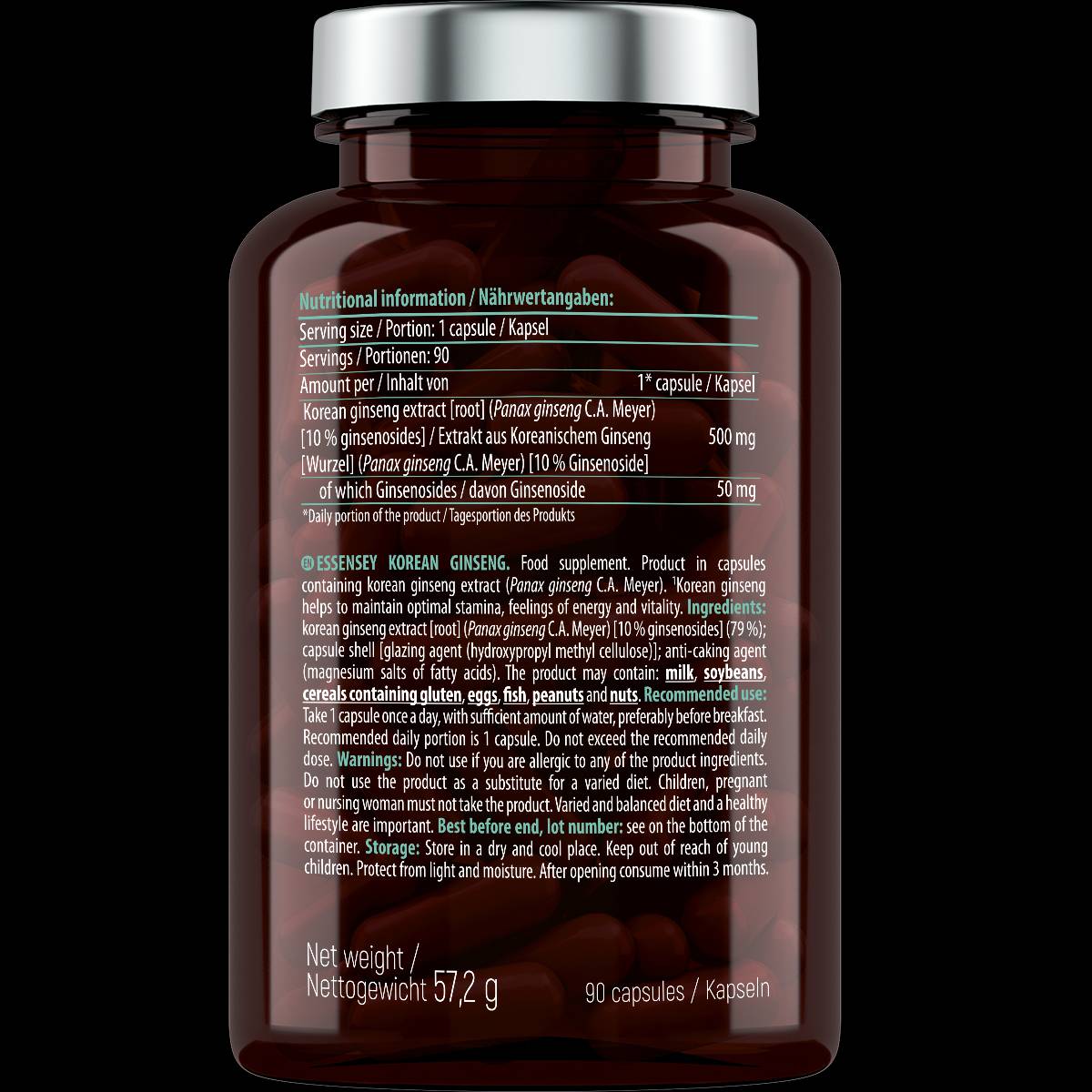 Koreanischer Ginseng 500 mg – 90 Kapseln