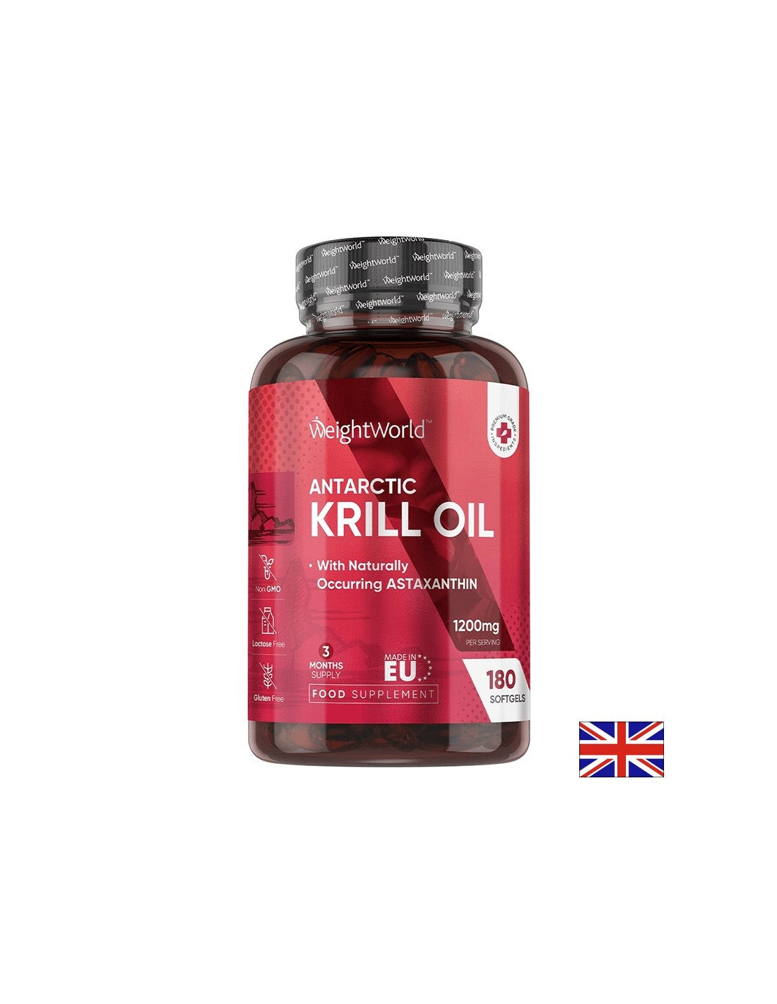 Herz-, Gehirn- und Sehpflege – Antarktisches Krillöl 600 mg, 180 Weichkapseln – Krillöl