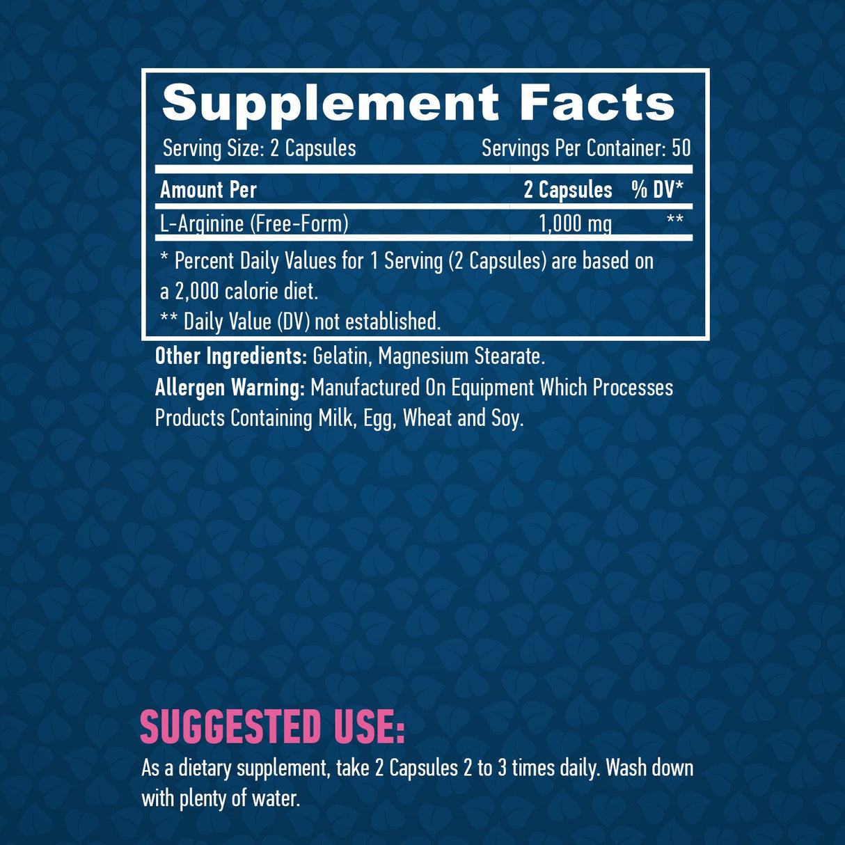 L-Arginin 500 mg./100 Kapseln.