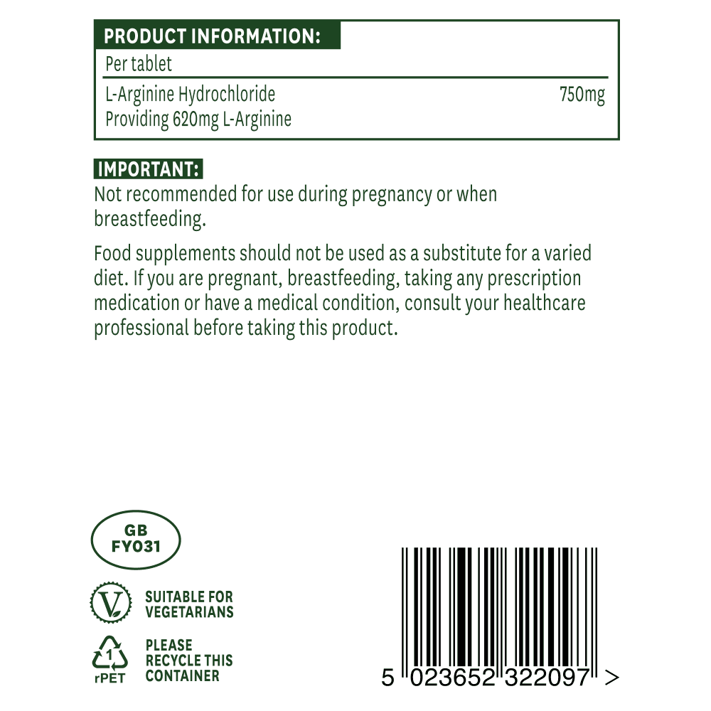 L-Arginin (L-Arginin HCL) 750 mg 90 Tabletten Natures Aid