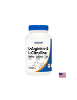 Tonus und Energie – L-Arginin + L-Citrullin (L-Arginin + L-Citrullin), 550 mg + 250 mg/120 Kapseln <tc>Nutricost</tc>
