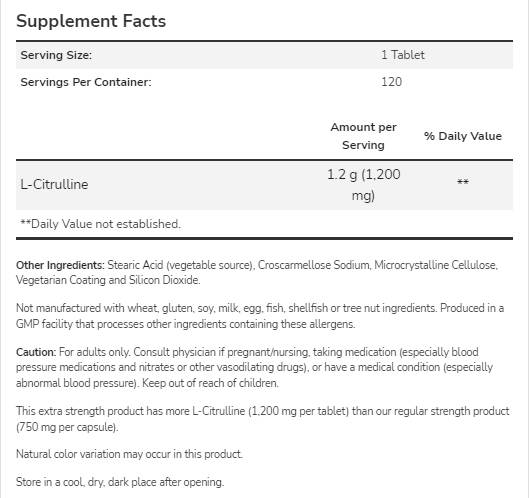 L-Citrullin 1200 mg | Extra stark – 120 Tabletten