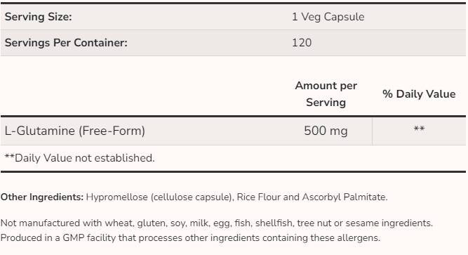 L-Glutamin 500 mg – 120 Kapseln