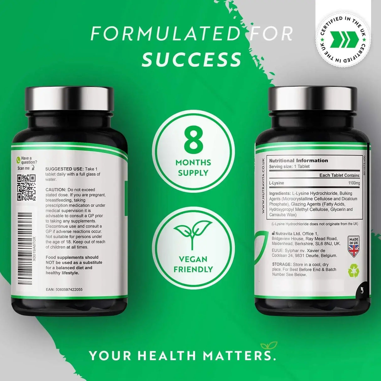 L-Lysin 1100 mg 240 vegane Tabletten