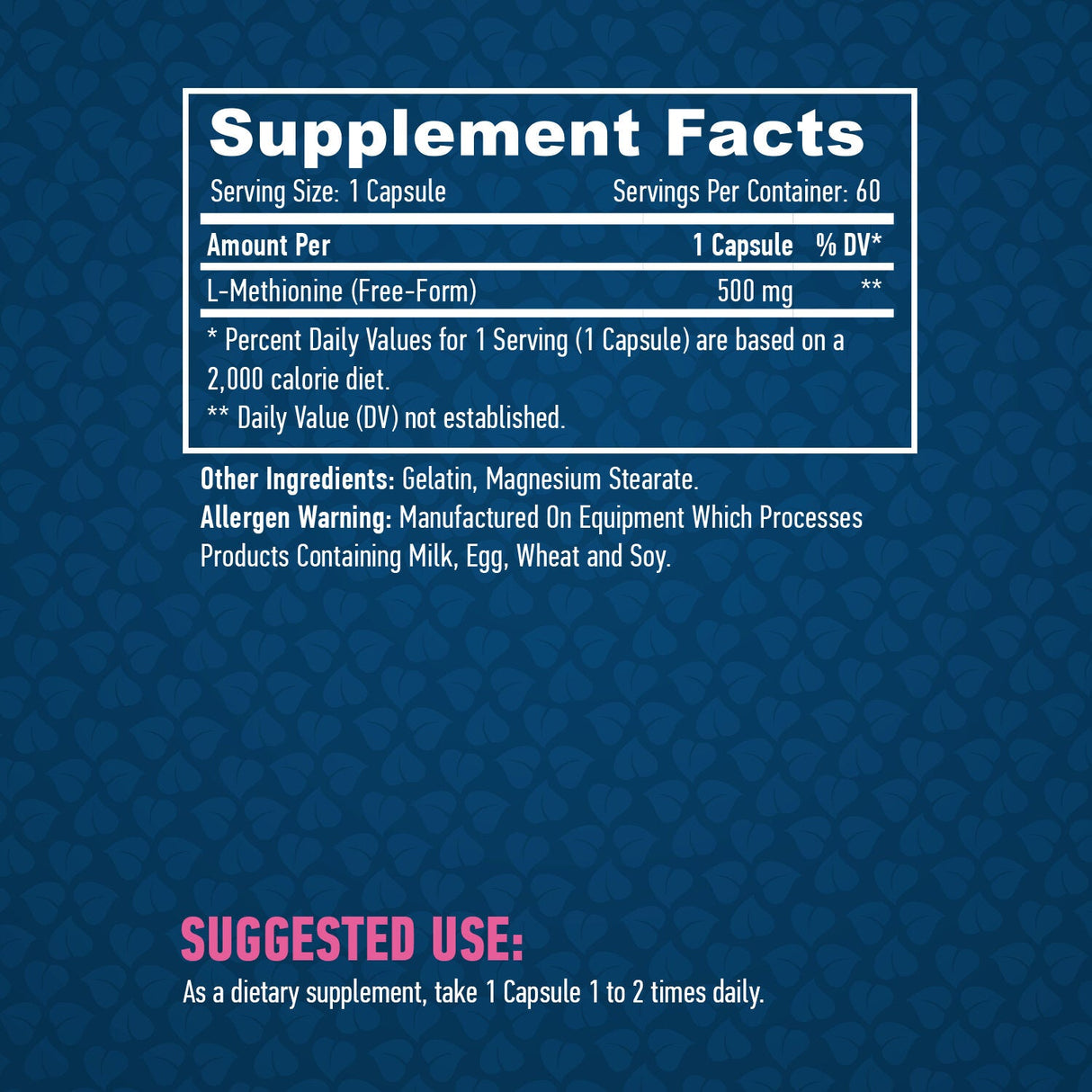 L-Methionin 500 mg/60 Kapseln.