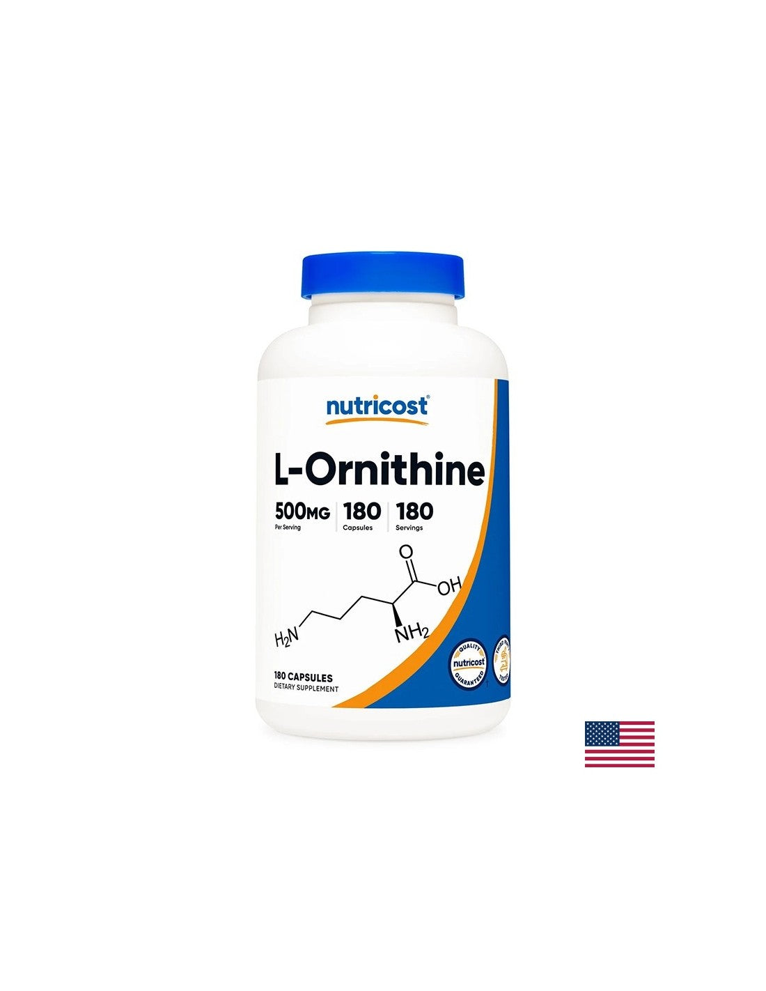 Entgiftung und Leber – L-Ornithin, L-Ornithin, 500 mg x 180 Kapseln <tc>Nutricost</tc>