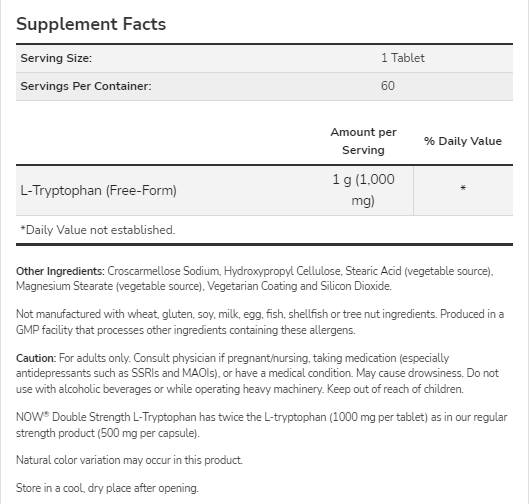 L-Tryptophan 1000 mg | Doppelte Stärke – 60 Tabletten