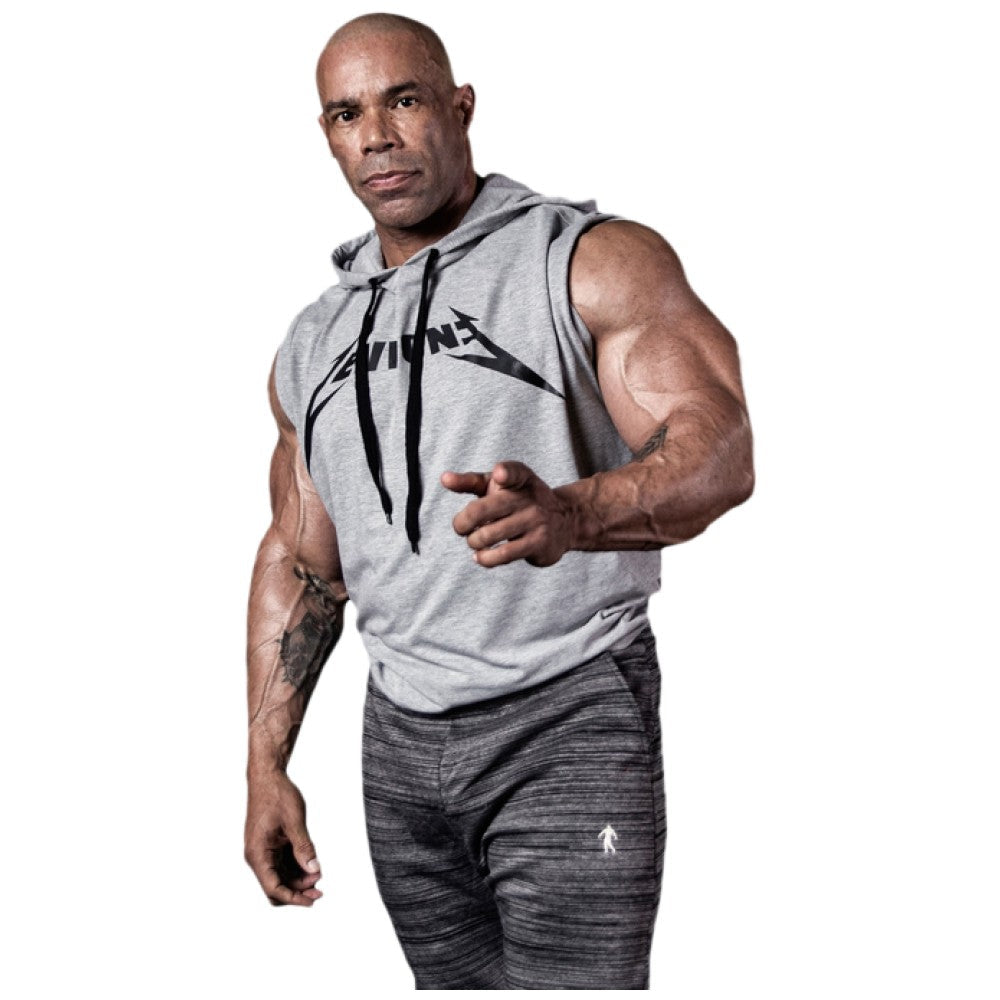 Herren-Sweatshirt ohne Ärmel/LM Hoodie Ärmellos Grau