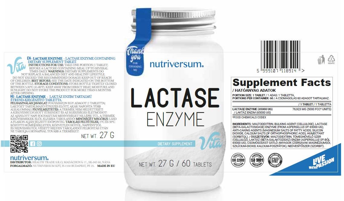 Laktase-Enzym – 60 Tabletten