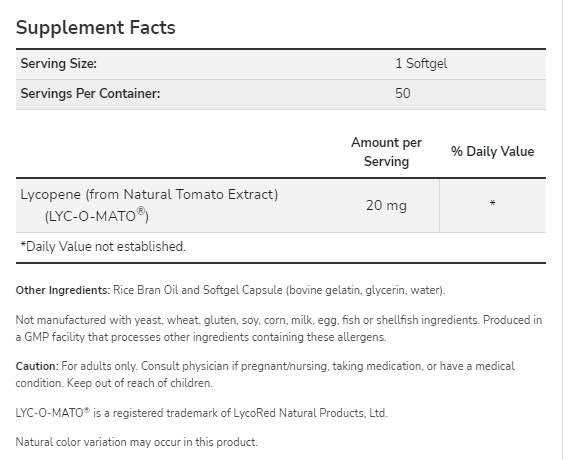 Lycopin 20 mg | LYC-O-MATO® - 50 Gelkapseln