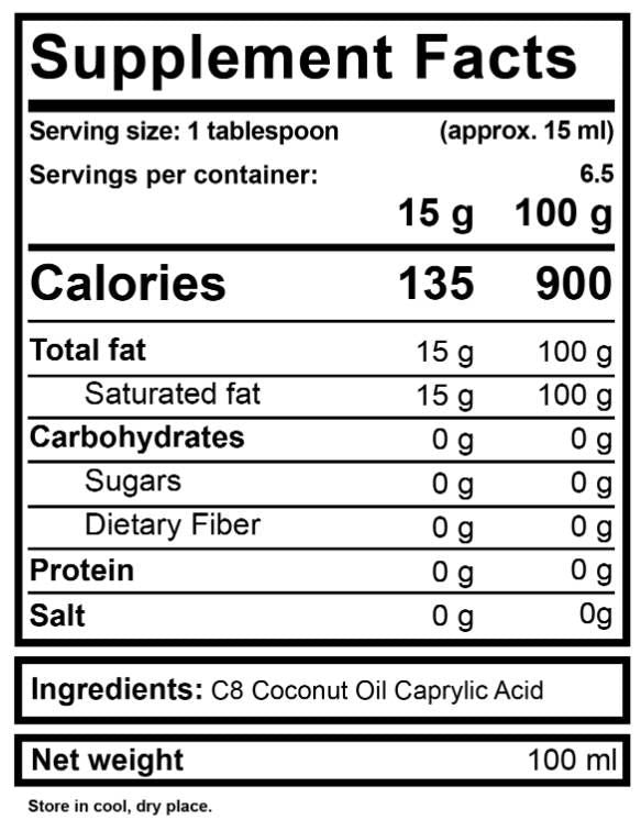 MCT-Öl 100 % flüssig C8 – 100 ml