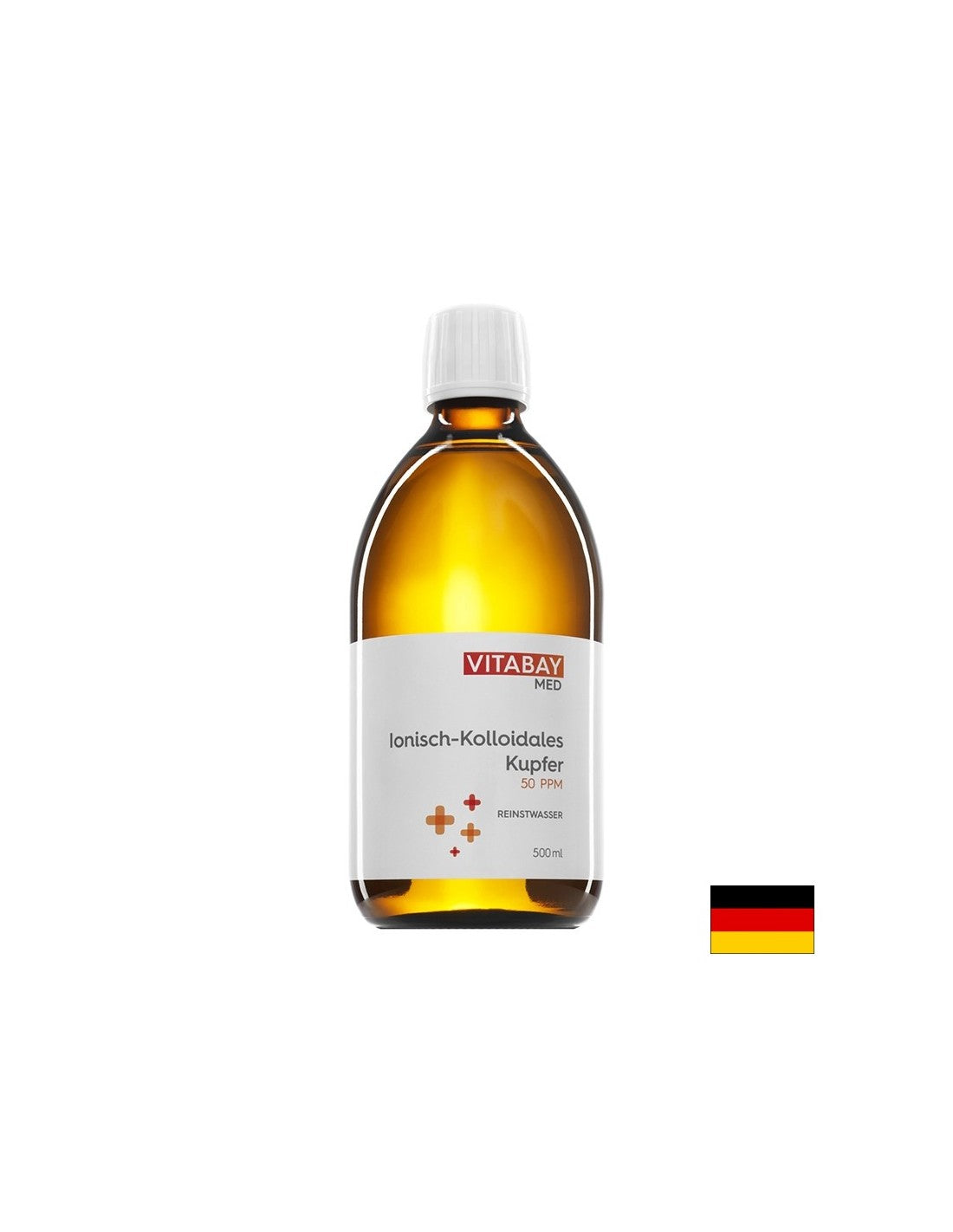MED Kolloidales Kupfer 50 PPM – Hochkonzentriertes kolloidales Kupfer (99,99 % Reinheit), 500 ml <tc>Vitabay</tc>