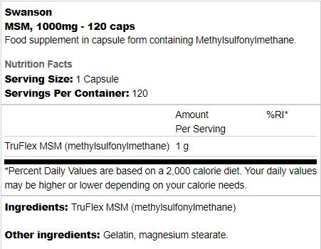 MSM 1000 mg – 120 Kapseln