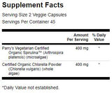 Hergestellt mit organischen Spirulina und Chlorella 400 mg 90 Kapseln
