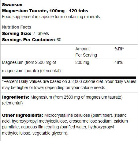 Magnesiumtaurat 100 mg – 120 Tabletten