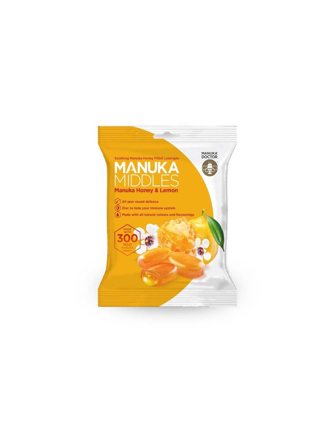 Köstliche Lutschtabletten mit Manukahonig, Zink und Zitrone – Manuka Middles Honey & Lemon MGO 300