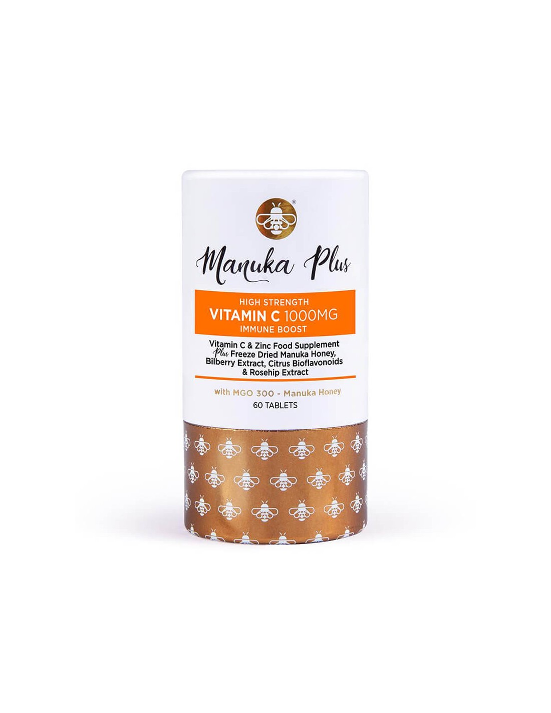 Manuka Plus High Strength Vitamin C Immune Boost mit MGO 300/Formel für starke Immunität mit Manukahonig, 60 Tabletten