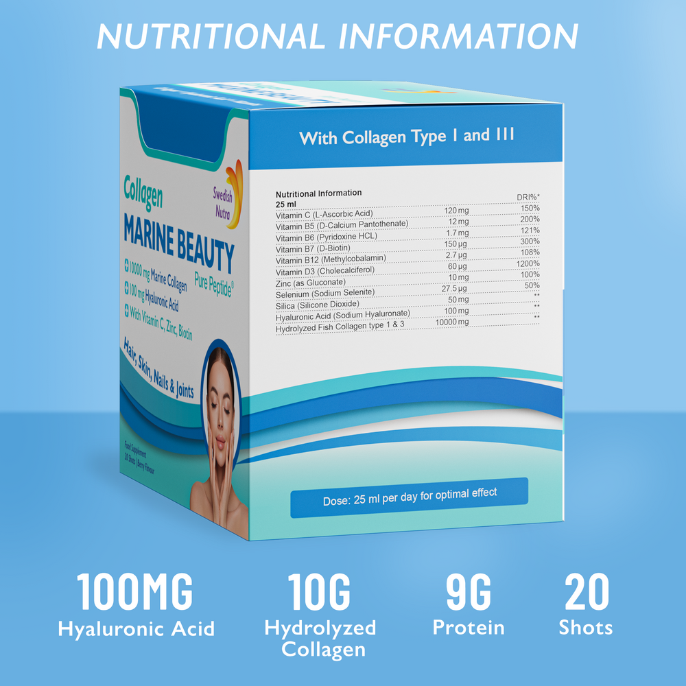 Fischkollagen Marine Beauty 10000 mg mit Hyaluronsäure 100 mg /20 x 25 ml/