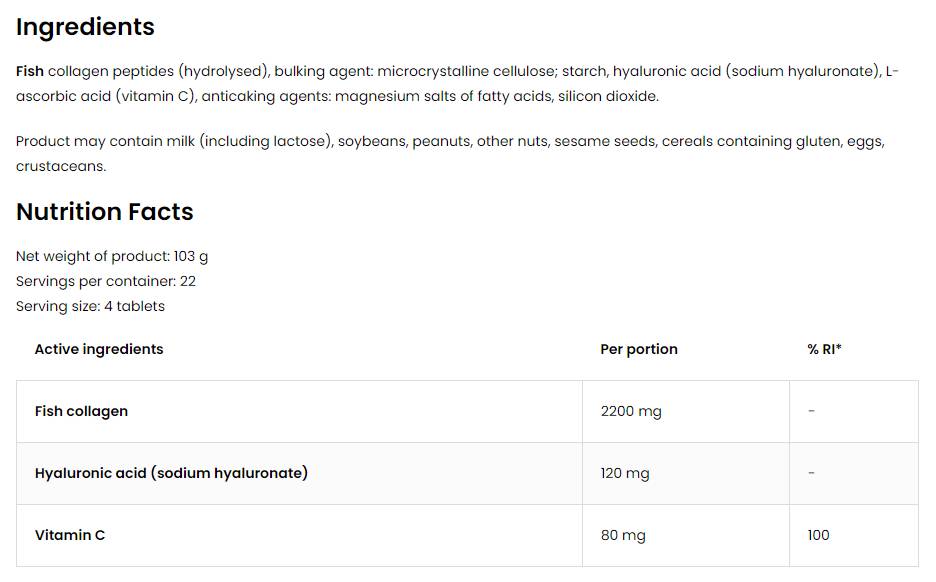 Meereskollagen/+ Hyaluronsäure und Vitamin C – 90 Tabletten