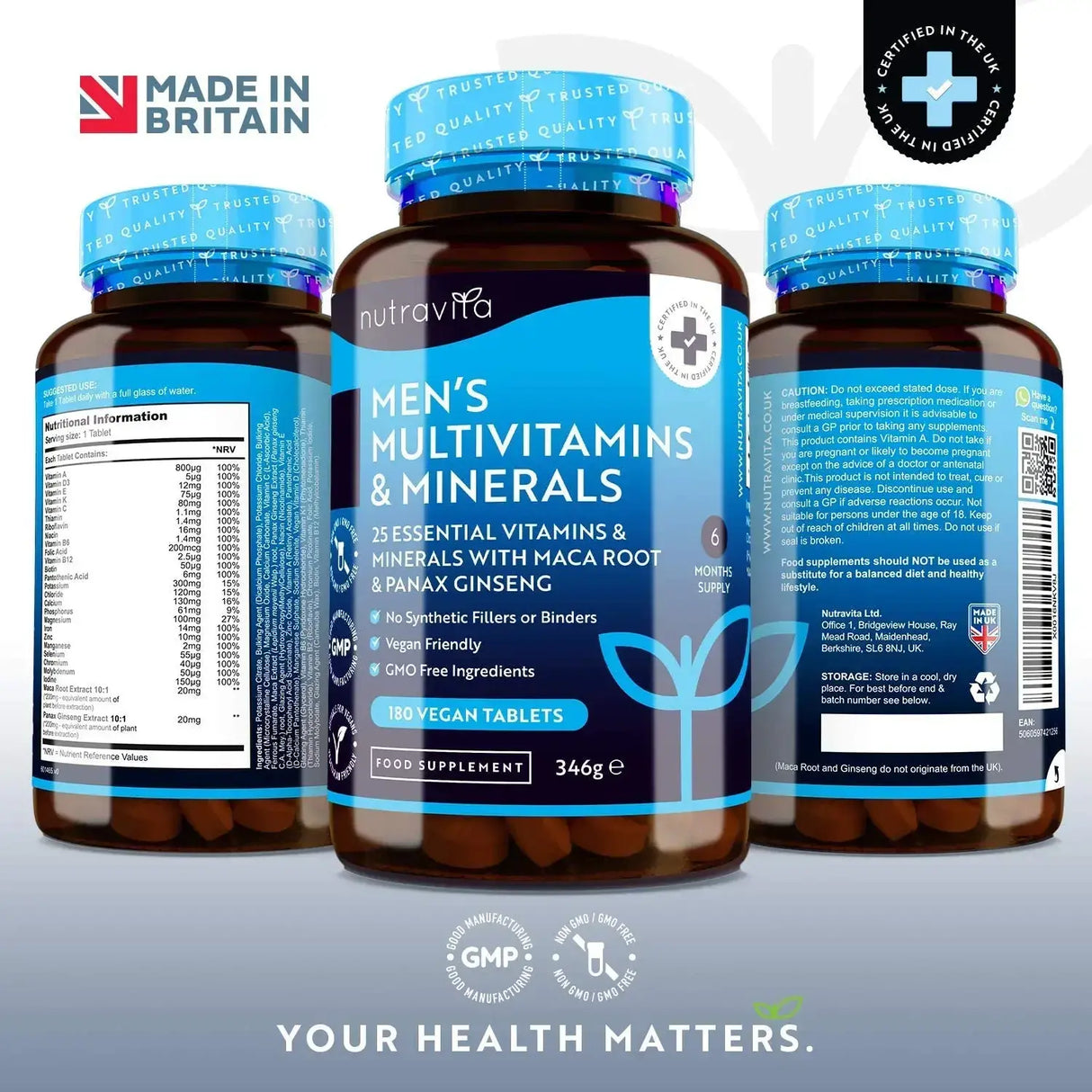 Multivitamine und Mineralien für Männer, 180 vegane Tabletten