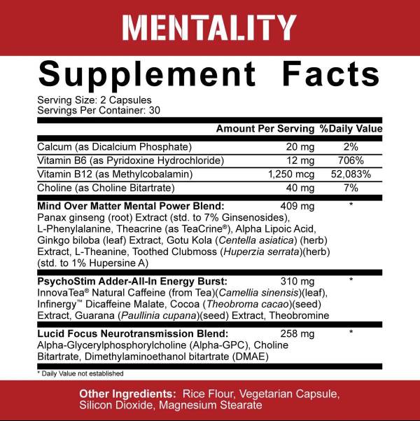 Mentalität | Energie und Fokus Nootropic 60 Kapseln