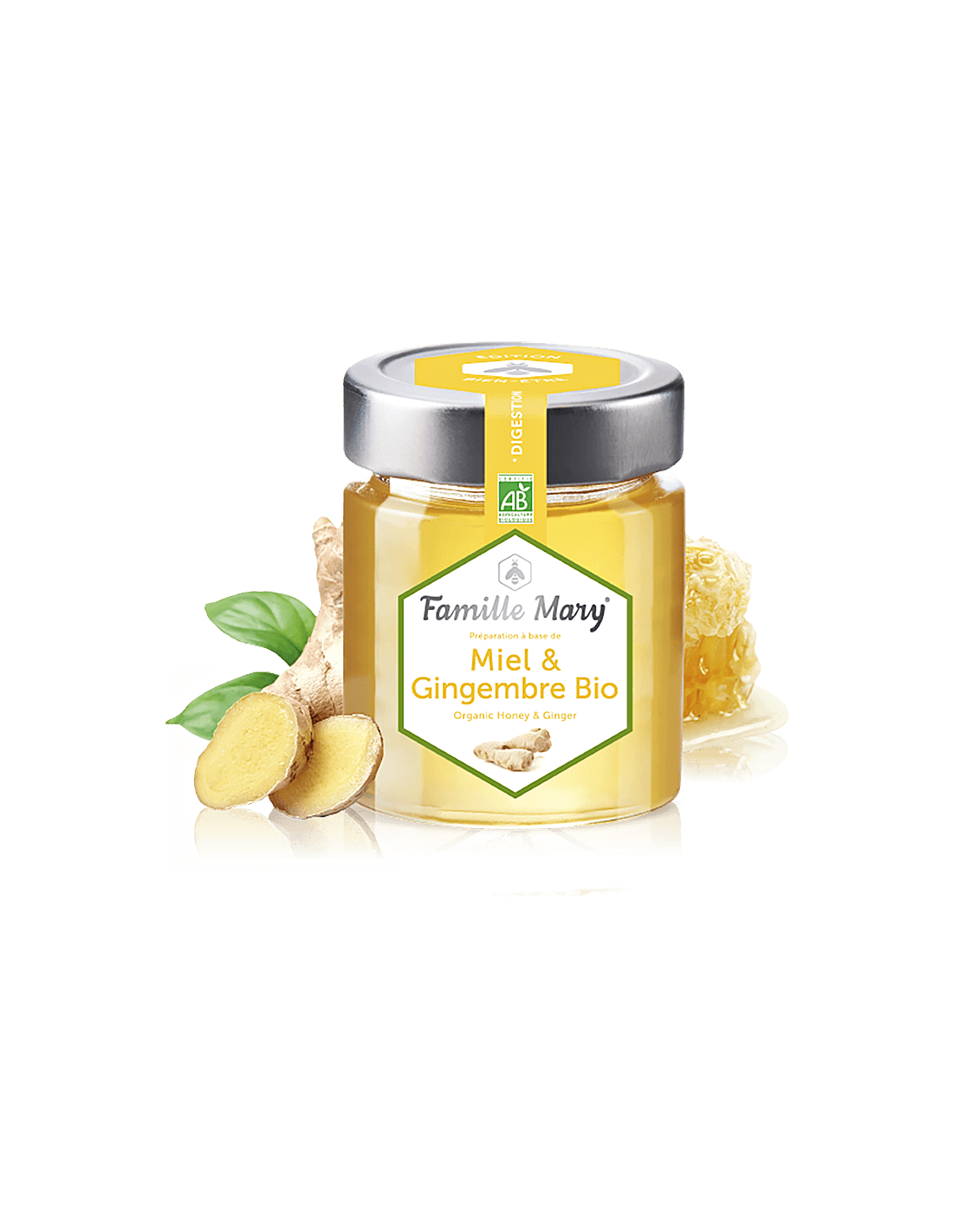 Miel et Gingembre Bio/Bio Akazienhonig + Ingwer (für eine gute Verdauung), 170g Famille Mary
