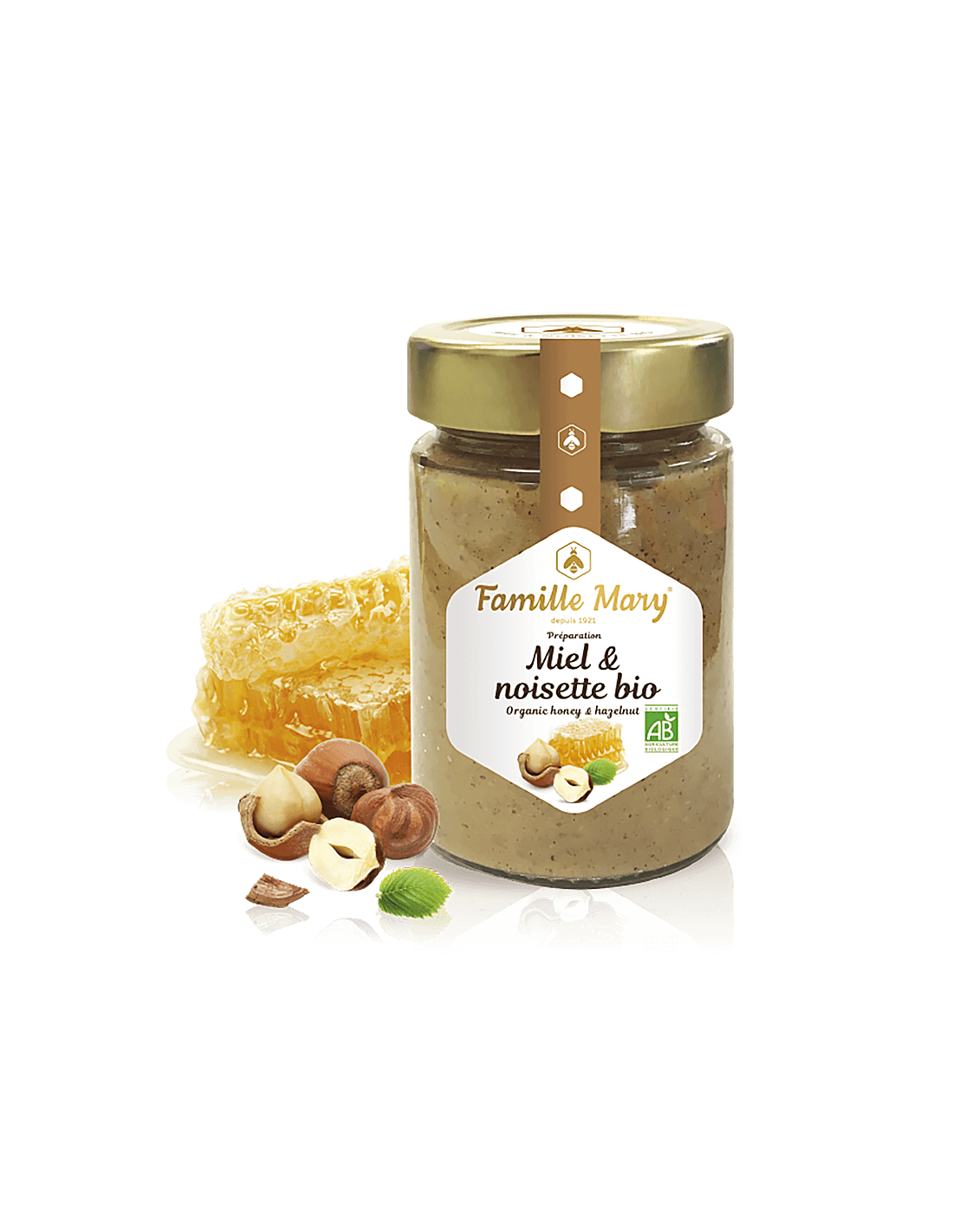 Bio-Farbhonig mit Haselnüssen – Miele et Noisette Bio, 240 g