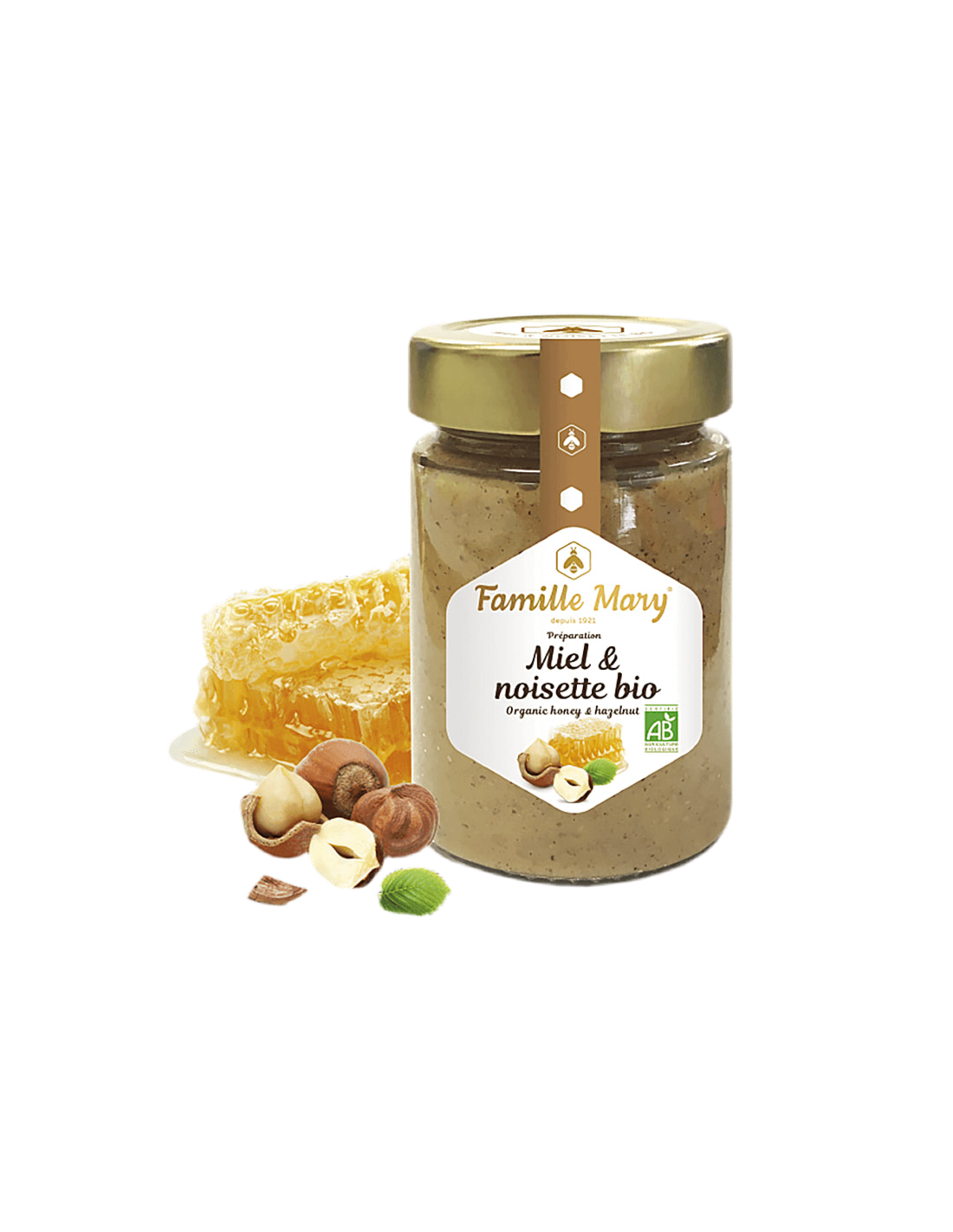 Bio-Farbhonig mit Haselnüssen – Miele et Noisette Bio, 240 g