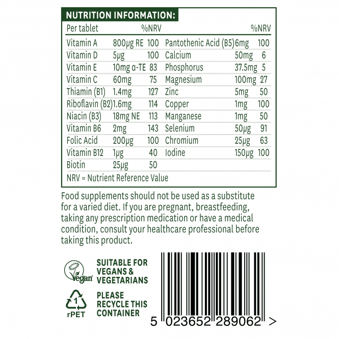 Multi-Vitamine & Mineralien ohne Eisen (Multi-Vitamine & Mineralien) 60 Tabletten NaturesAid