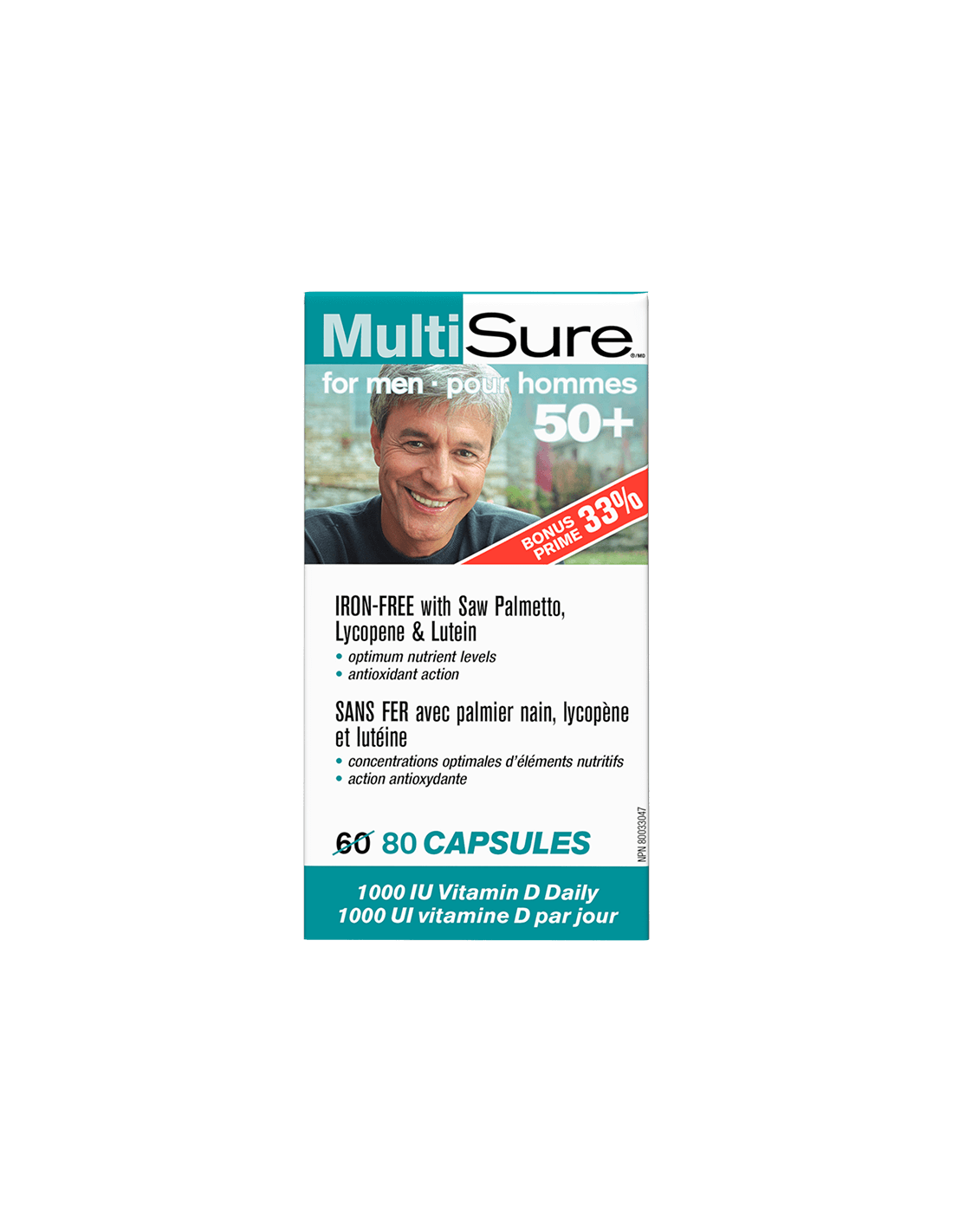 MultiSure® Men 50+/Multivitamine für Männer 50+ (mit Lutein, Lycopin und Sägepalme), 80 Kapseln