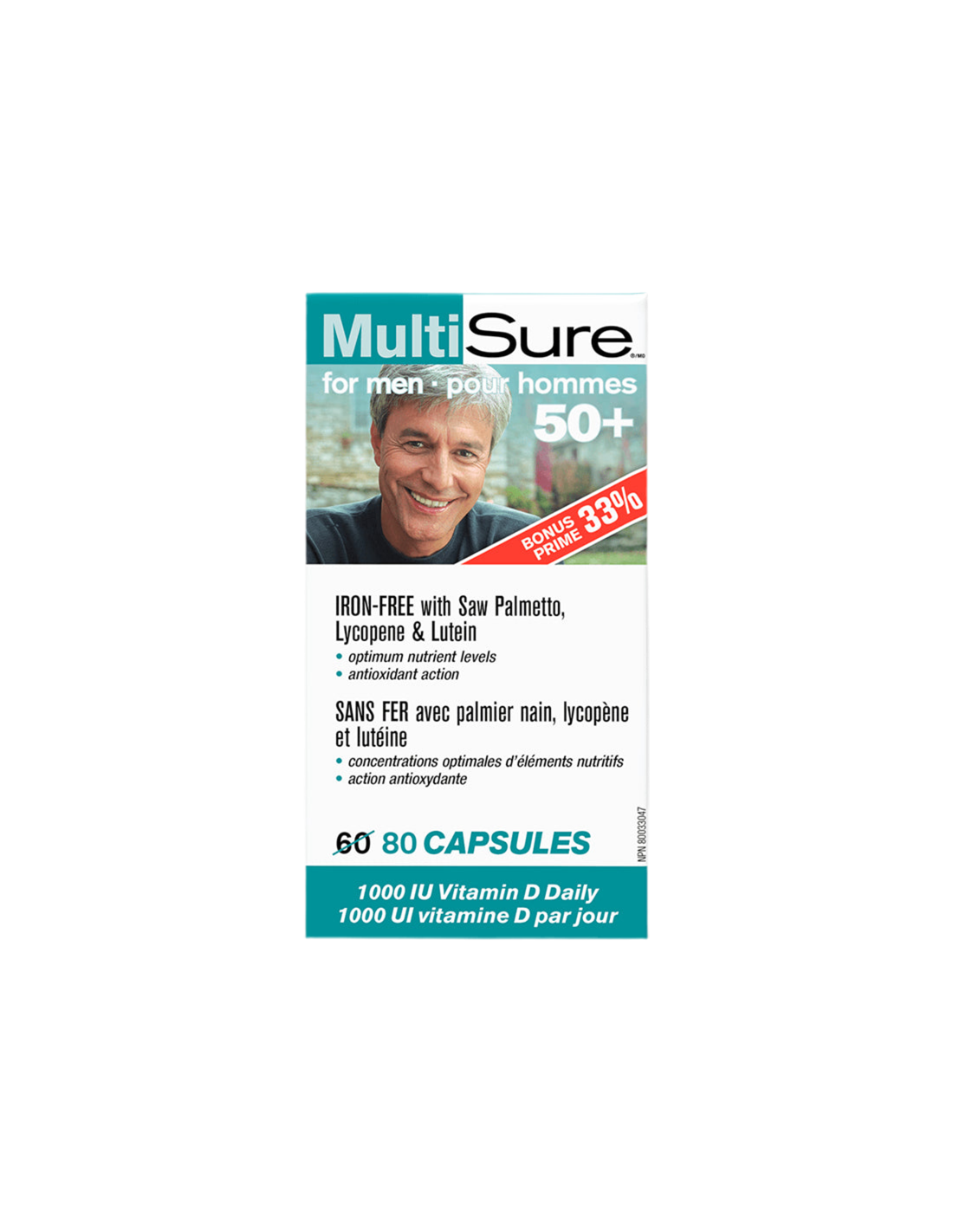 MultiSure® Men 50+/Multivitamine für Männer 50+ (mit Lutein, Lycopin und Sägepalme), 80 Kapseln
