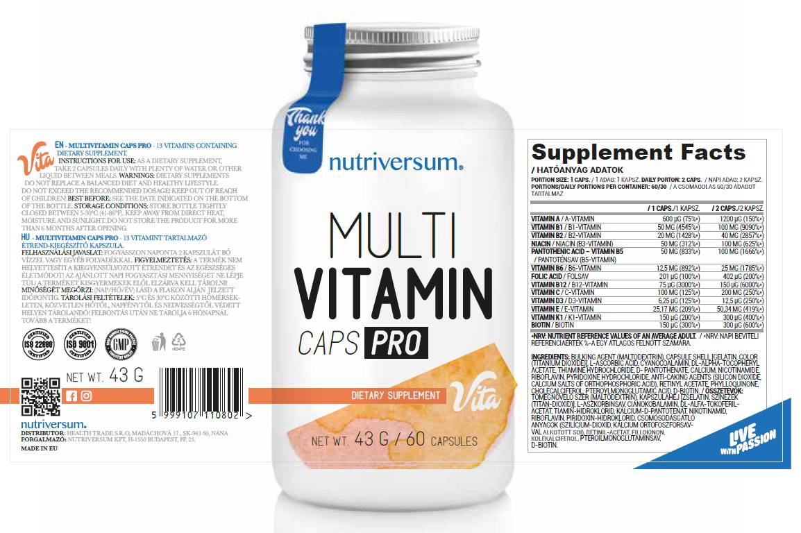 MultiVitamin Caps Pro – 60 Kapseln