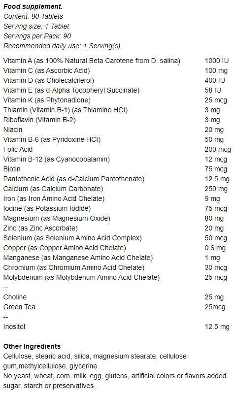 Multiple für Frauen 90 Tabs