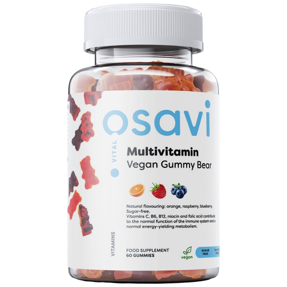Multivitamin-Vegan-Gummibärchen | Orange, Himbeere, Blaubeere – 60 Gummibonbons