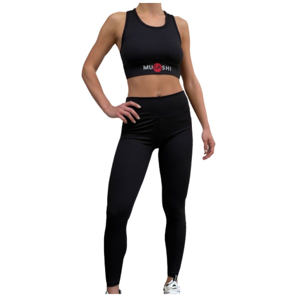 Gerippte Leggings für Damen – Schwarz