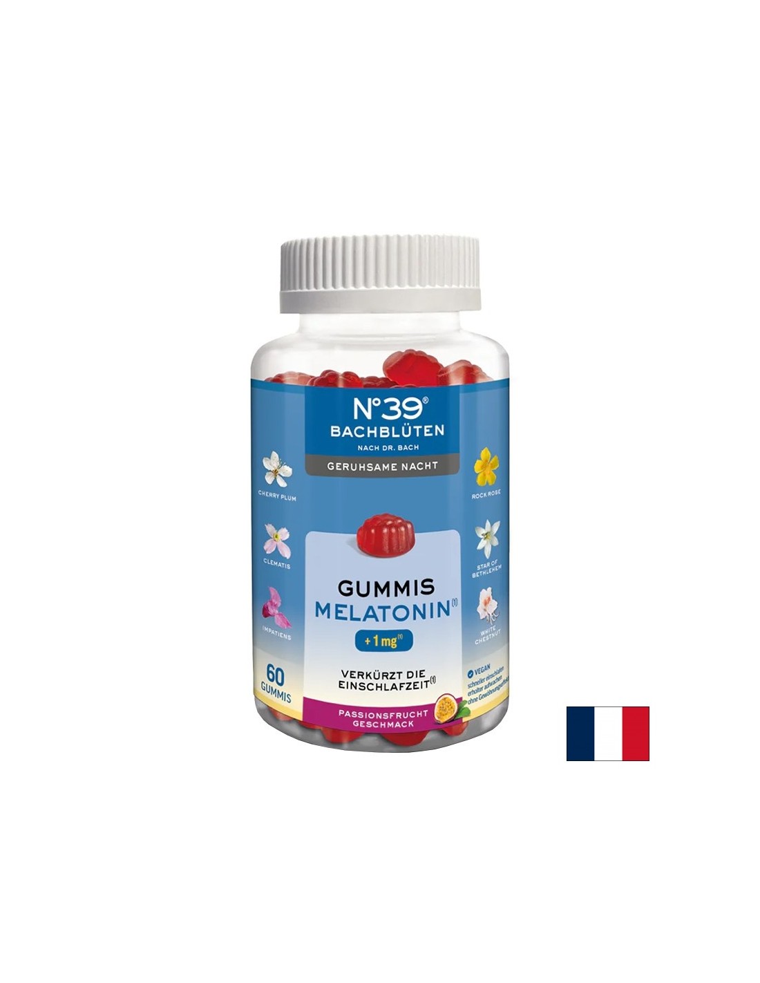 Gute Nacht – Dr. Bach Essenzen + Melatonin Nr. 39, 60 Fruchtgummitabletten <tc>Lemon Pharma</tc>