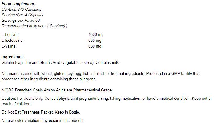 Verzweigte Kette Aminosäuren / BCAA - 240 Kapseln
