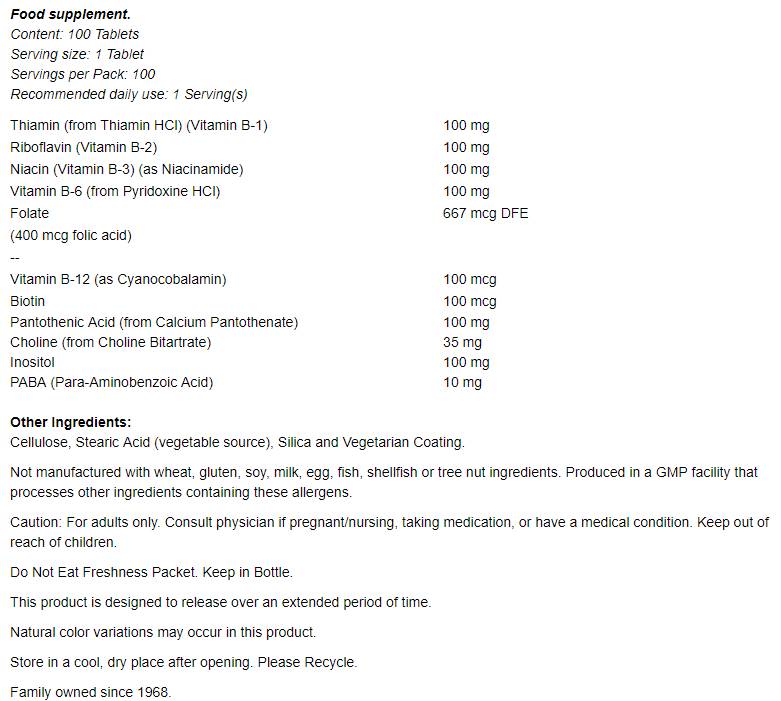 Vitamin B-100 anhaltende Freisetzung/100 Tabs