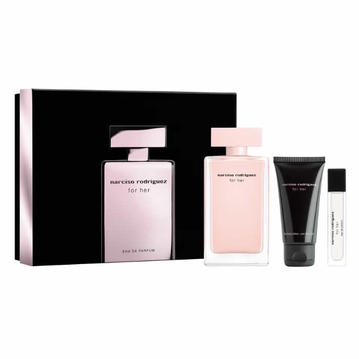 <tc>NARCISO RODRIGUEZ</tc> Eau de Parfum Spray für Damen, 100 ml, 3-teiliges Set