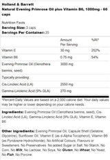 Natürliches Nachtkerzenöl 1000 mg | Plus Vitamin B6 – 60 Kapseln