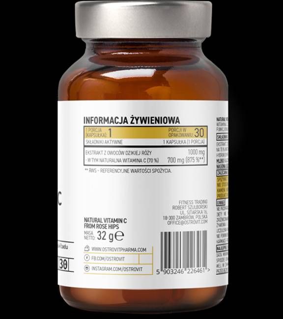Natürliches Vitamin C 1000 mg/aus Hagebutten 30 Kapseln
