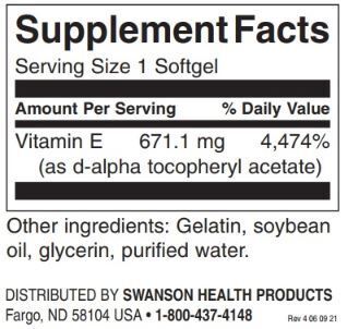 Natürliches Vitamin E 1000 IE – 250 Gelkapseln