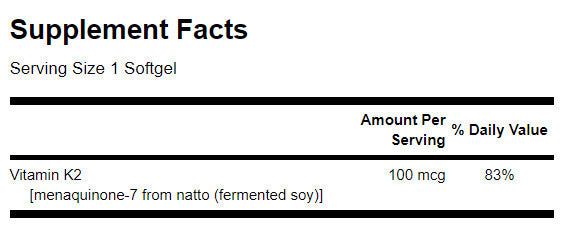 Natürliches Vitamin K2 100 µg – 30 Gelkapseln