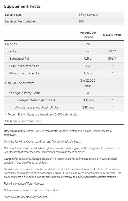 Omega 3 1000 mg | Fischgelatine Softgele - 200 Gelkapseln