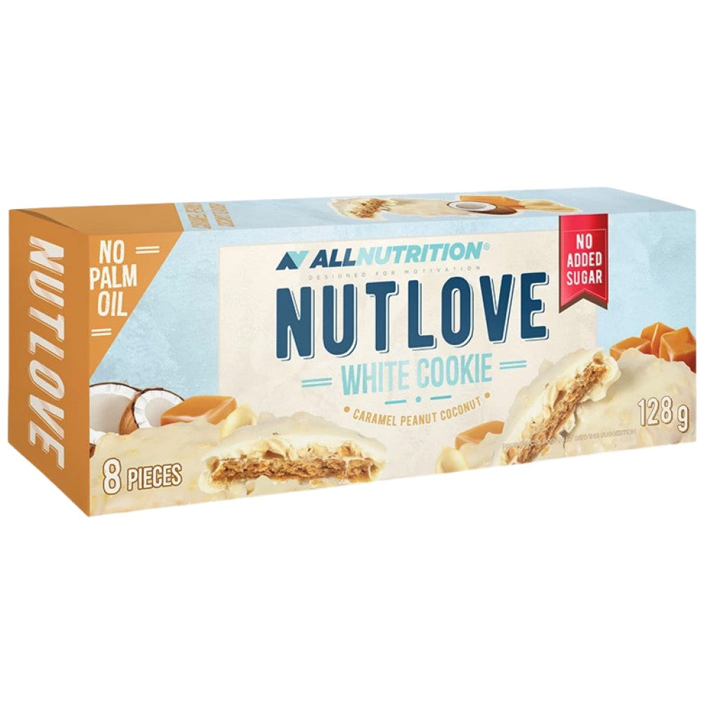 NutLove Weißer Keks | Karamell, Erdnuss und Kokosnuss – 128 Gramm