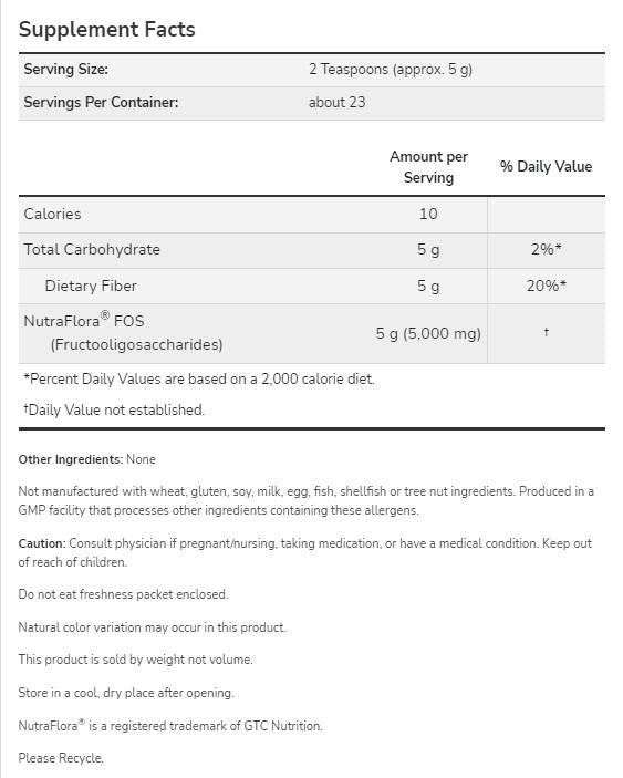 NutraFlora® FOS-Pulver – 113 Gramm