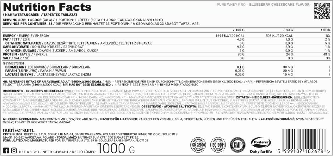 <tc>Nutriversum</tc> Whey Pro Pure | mit N-Zyme-System [2000 Gramm, 66 Dosen]