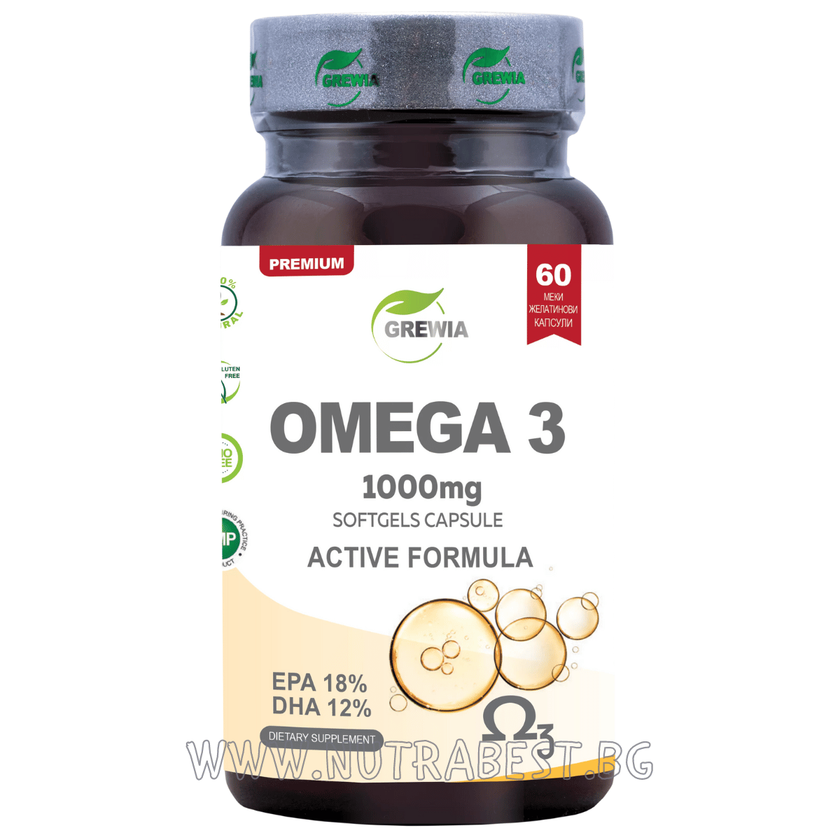OMEGA 3 1000 MG – AKTIVE FORMEL /60 KAPSELN, 30 DOSEN/ GREWIA